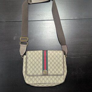 Gucci Crossbody Bag — GG Monogram Canvas w/ Web Stripe